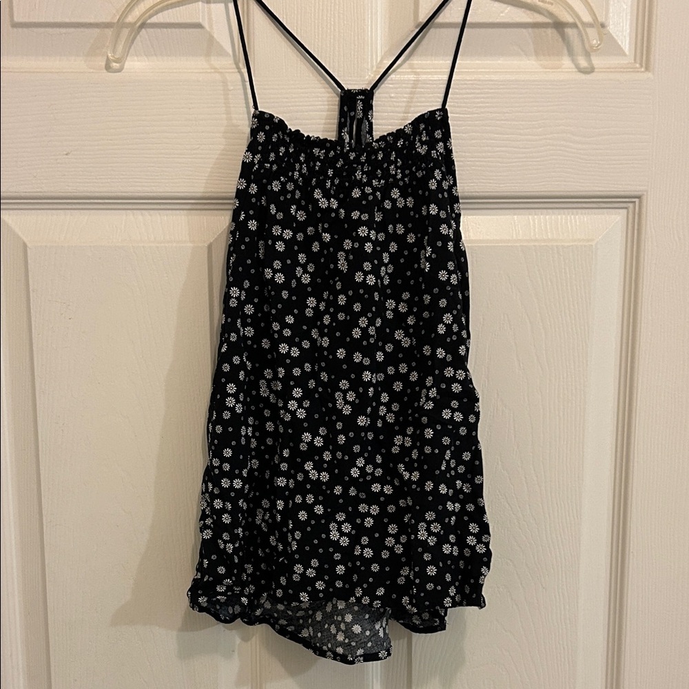 No Boundaries Black and White Floral Halter Camisole